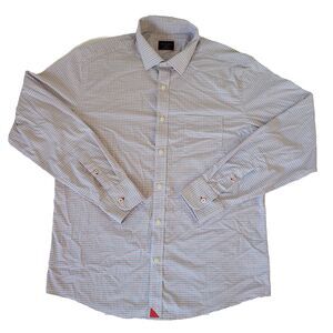 UNTUCKit Shirt Men’s Large Slim Fit Red Blue Check Long Sleeve Stretch Nylon